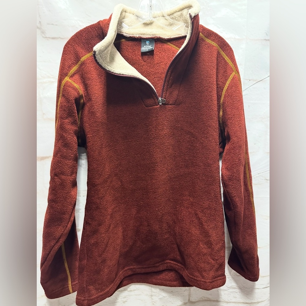 Kuhl Men's Rust Red Fleece Pullover with Cream Lining